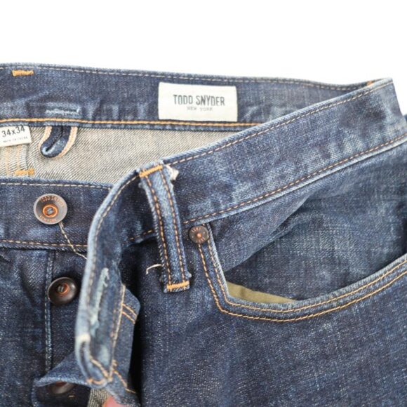 Todd snyder Jeans Men's 34 L34 Japanese Selvedge Denim Button Fly Cotton Blend - Picture 11 of 15